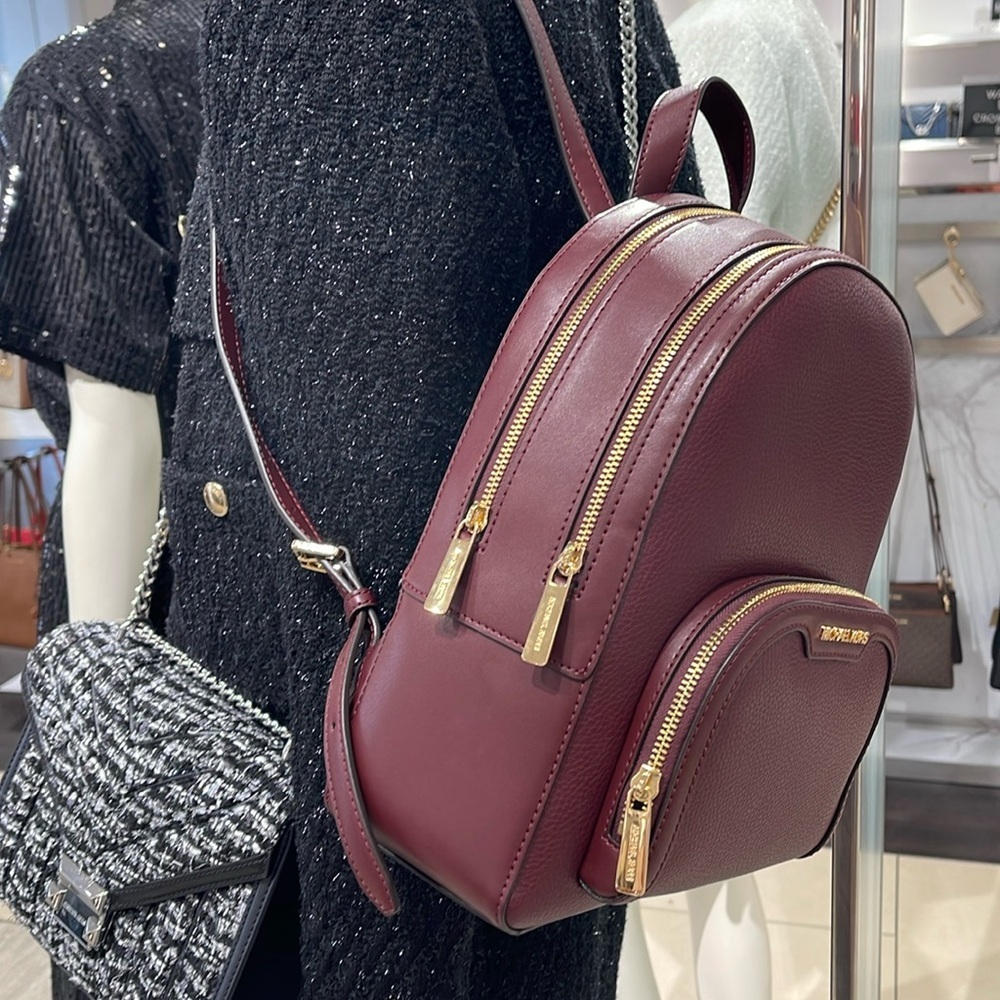 Michael Kors Jaycee Medium Pebbled Leather Backpack
Oxblood/Golden NWT - Picture 13 of 16